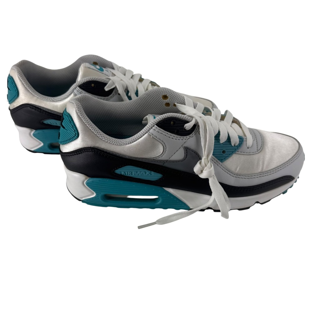 Nike Air Max 90 Womens 10 White Grey Teal Metallic Sneakers FB8570-101 - Picture 6 of 11